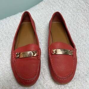 COACH Olive Horsebit Leather Slip-On Loafers Women's Sz 7.5 B Classic Coral Pink